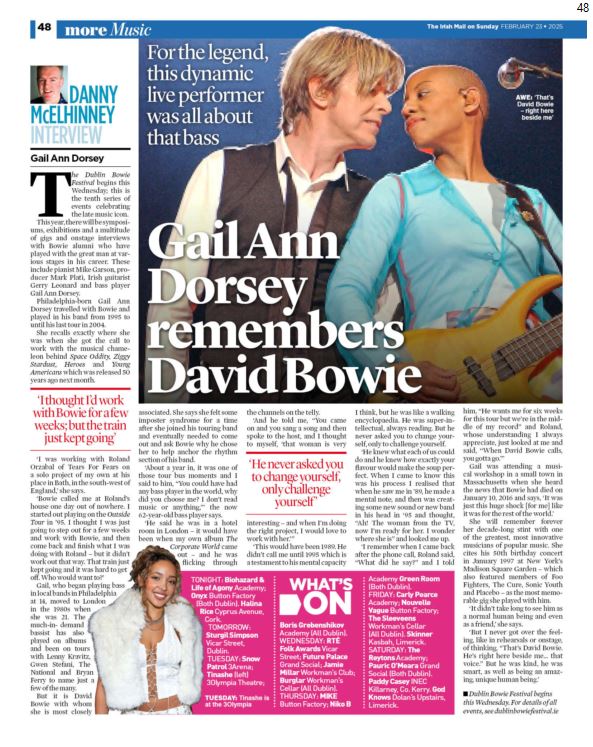 Danny McElhinney (@dannymcelhinney) on Twitter photo To mark the opening of the <a href="/dublinbowiefest/">Dublin Bowie Festival</a> you can read my interview with his bassist Gail Ann Dorsey <a href="/IrishMailSunday/">Irish Mail on Sunday</a>. I've also reviewed the new album by <a href="/MurderCapital_/">The Murder Capital</a> and you can check out my What's On guide. <a href="/aikenpromotions/">Aiken Promotions</a> <a href="/foggynotions/">Foggy Notions</a> <a href="/mcd_productions/">MCD Productions</a> <a href="/Select1veMemory/">Selective Memory</a> To mark the opening of the <a href="/dublinbowiefest/">Dublin Bowie Festival</a> you can read my interview with his bassist Gail Ann Dorsey <a href="/IrishMailSunday/">Irish Mail on Sunday</a>. I've also reviewed the new album by <a href="/MurderCapital_/">The Murder Capital</a> and you can check out my What's On guide. <a href="/aikenpromotions/">Aiken Promotions</a> <a href="/foggynotions/">Foggy Notions</a> <a href="/mcd_productions/">MCD Productions</a> <a href="/Select1veMemory/">Selective Memory</a>