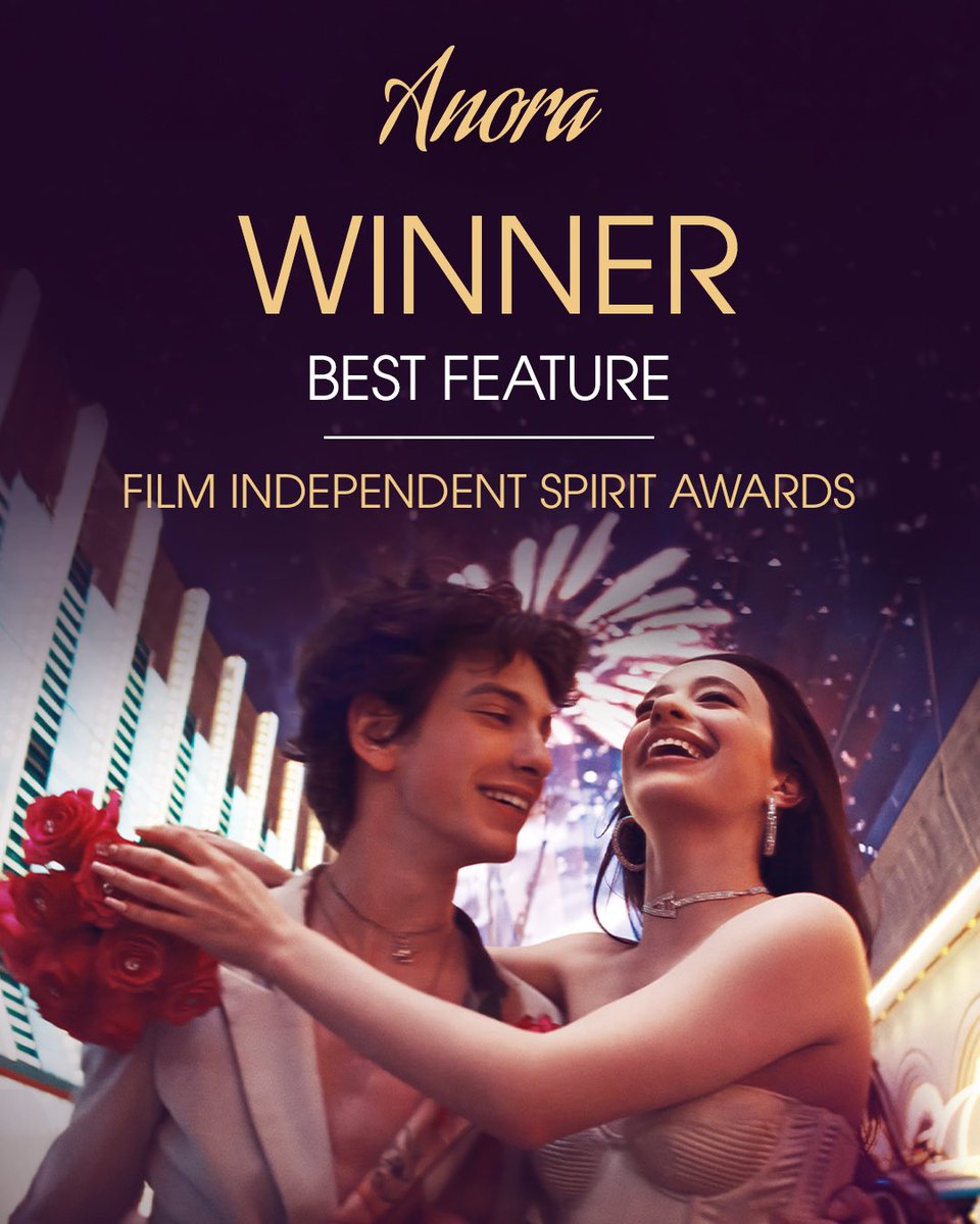 ANORA has won the <a href="/filmindependent/">Film Independent</a> #SpiritAward for Best Feature! 🏆