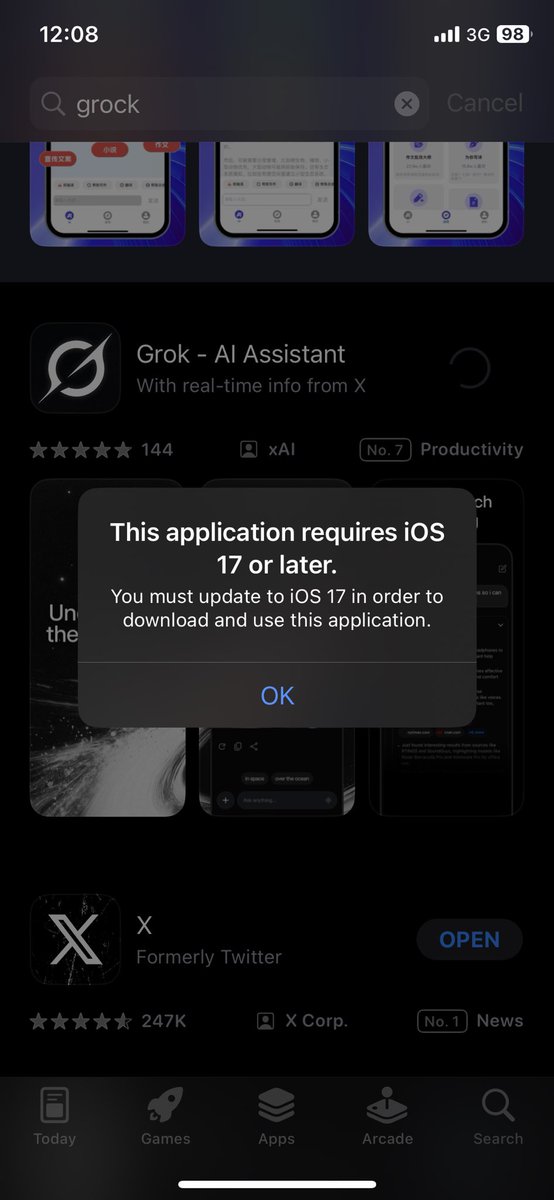 JwYse3's tweet photo. @elonmusk I guess iPhone X doesn’t qualify for @grok maybe when I save enough for iPhone 15 then I can get @grok 🤦🏾‍♂️ https://t.co/gS64QEbrwU