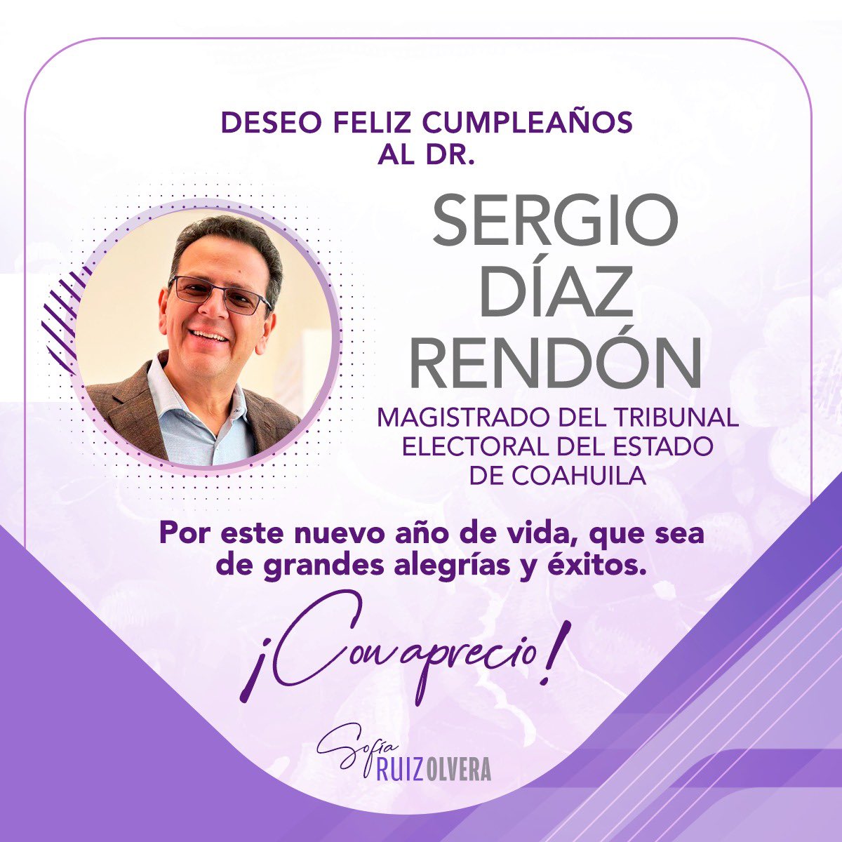 ¡Feliz cumpleaños al Dr. Sergio Díaz Rendón, Magistrado del <a href="/TEECOAHUILA/">Tribunal Electoral de Coahuila</a> 
<a href="/MagSergioDiaz/">Sergio Díaz Rendón</a>