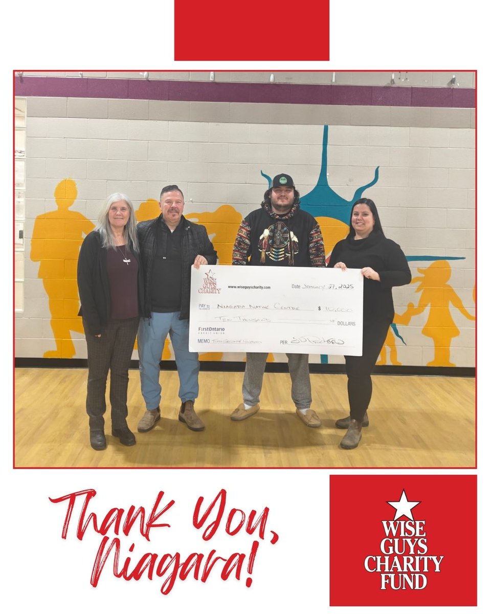 The Wise Guys Charity Fund is pleased to present a grant cheque for $10,000 to Niagara Regional Native Centre to support their food security program!

#WiseGuysCharity #GrantCheque #SupportingCommunity #FundingCommunityPrograms #CommunityEngagement #GivingBack