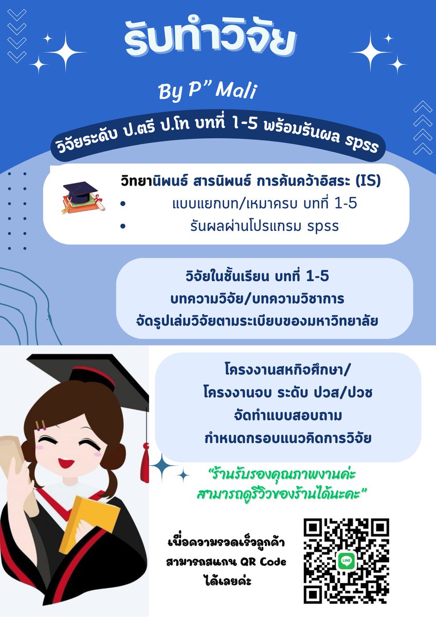รับปรึกษาวิจัย วิทยานิพนธ์ Malija tweet media