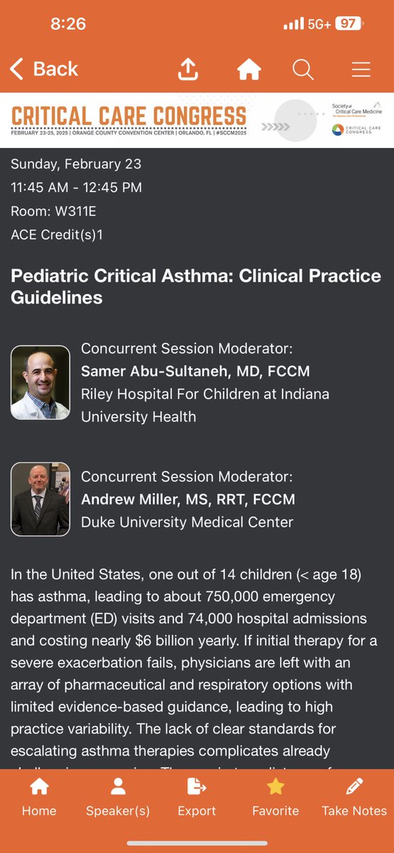 ChrisCarrollMD's tweet image. Coming up tomorrow at #SCCM2025! Don’t miss a sneak peak at the long awaited and soon to be released #PedsICU Critical Asthma guidelines!
