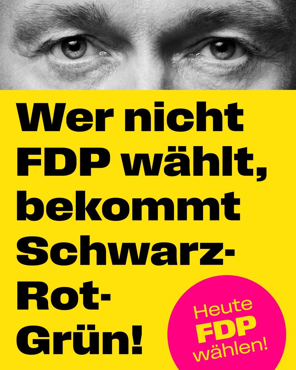 Heute gilt #jetztFDP! Für alle, die eine Wirtschaftswende nicht nur angekündigt, sondern umgesetzt haben wollen. Für alle, die Ordnung in der Migration fordern. Für alle, die wissen, dass wir ohne FDP im Bundestag morgen mit Kenia – einem linken „Weiter so“ – aufwachen werden. CL