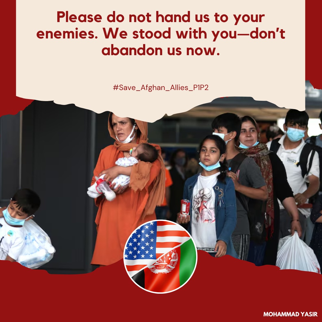 Pakistan: Afghans awaiting resettlement to the US will be deported if their cases are not processed in time. 
#Save_Afghan_Allies_P1P2
<a href="/shawnjvandiver/">Shawn VanDiver</a>
<a href="/afghanevac/">#AfghanEvac</a>
<a href="/Sec_Noem/">Secretary Kristi Noem</a>
<a href="/SecDef/">Secretary of Defense Pete Hegseth</a>
<a href="/SecRubio/">Secretary Marco Rubio</a>
<a href="/MikeWaltz47/">Mike Waltz</a>
<a href="/POTUS/">President Donald J. Trump</a>