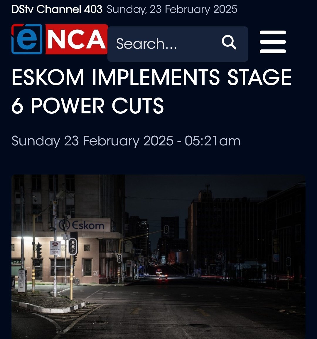 South Africa is not failing......

It's dead already!

South Afrika is now in stage 6 of decomposing, and what you see now is rigor mortis.

Electricity blackouts.