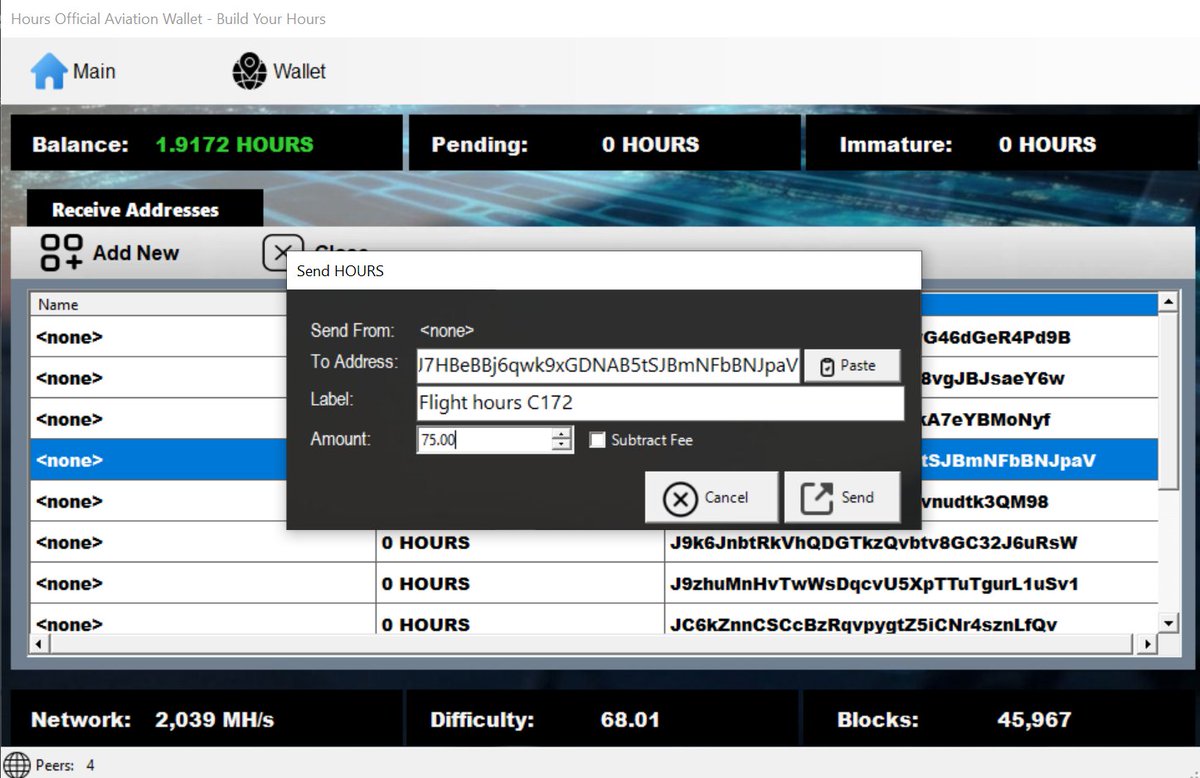 Buildmyhours's tweet photo. Just a few more screenshots of the upcoming wallet updates.
#buildyourhours #hourscoin #pilots #flightraining https://t.co/ErsfdAPkPC
