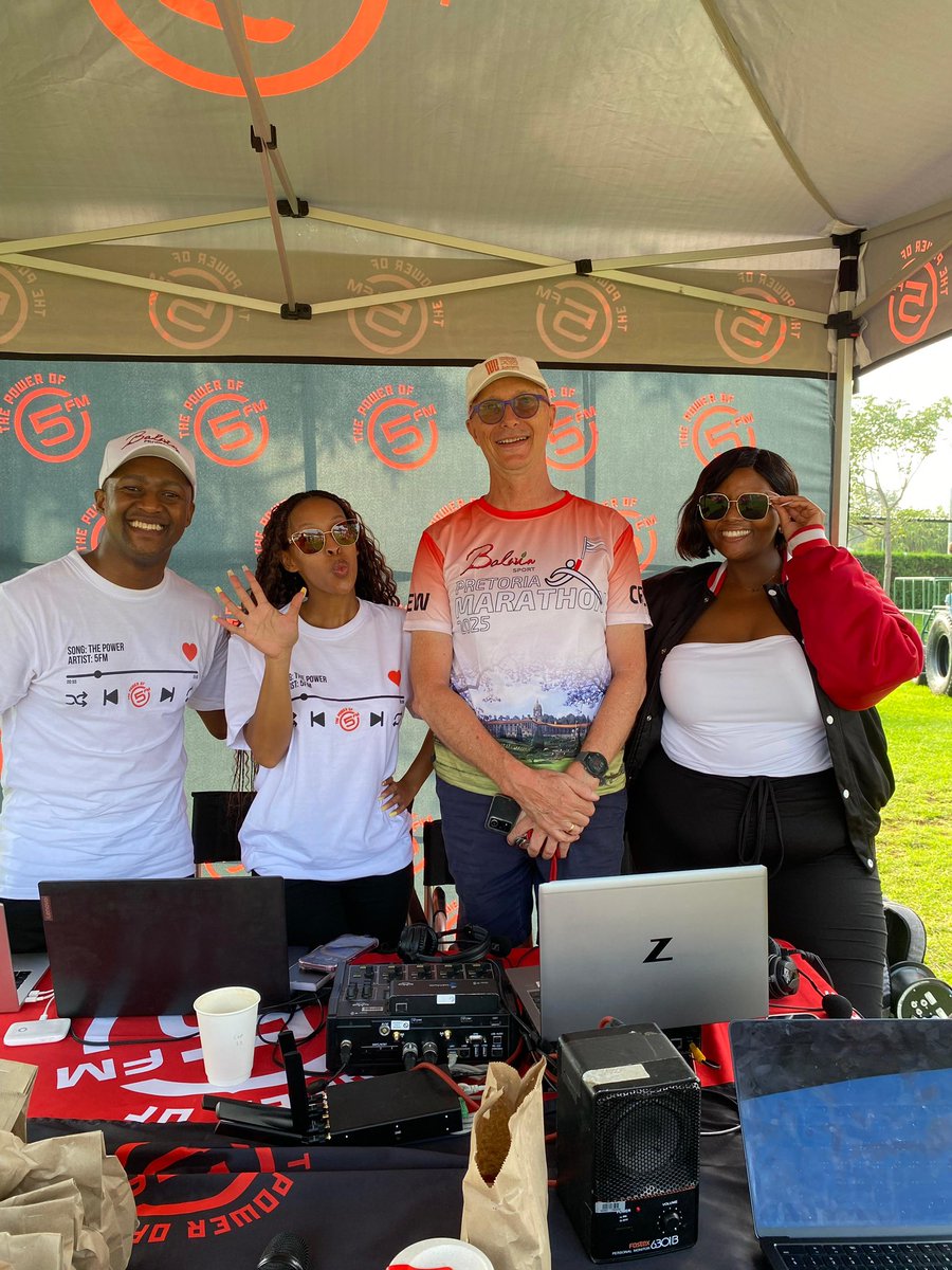 5FM's tweet photo. #5WeekendBreakfast is broadcasting live from the #balwinsportmarathonseries tune in for all the on ground action!🙌🏾 https://t.co/DBL2d8fTnL