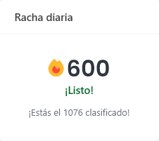 Poquito a poco mi racha en <a href="/chessable_es/">Chessable en Español</a> va creciendo.

Para alguien que suele ser poco organizado, creo que es un gran logro dedicar 15 minutos al día a mi trabajo de ajedrez.

¿Llegaremos a los 700 días?