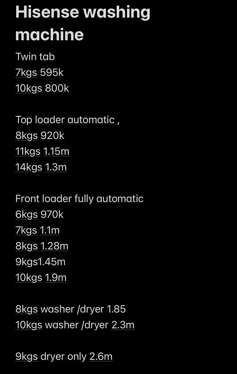 🚨🚨🚨🚨🚨🚨new hi-sense prices 
TVs 
Fridges 
Deep freezer 
Washing machine 

Kindly retweet 💪🙏🙏🙏