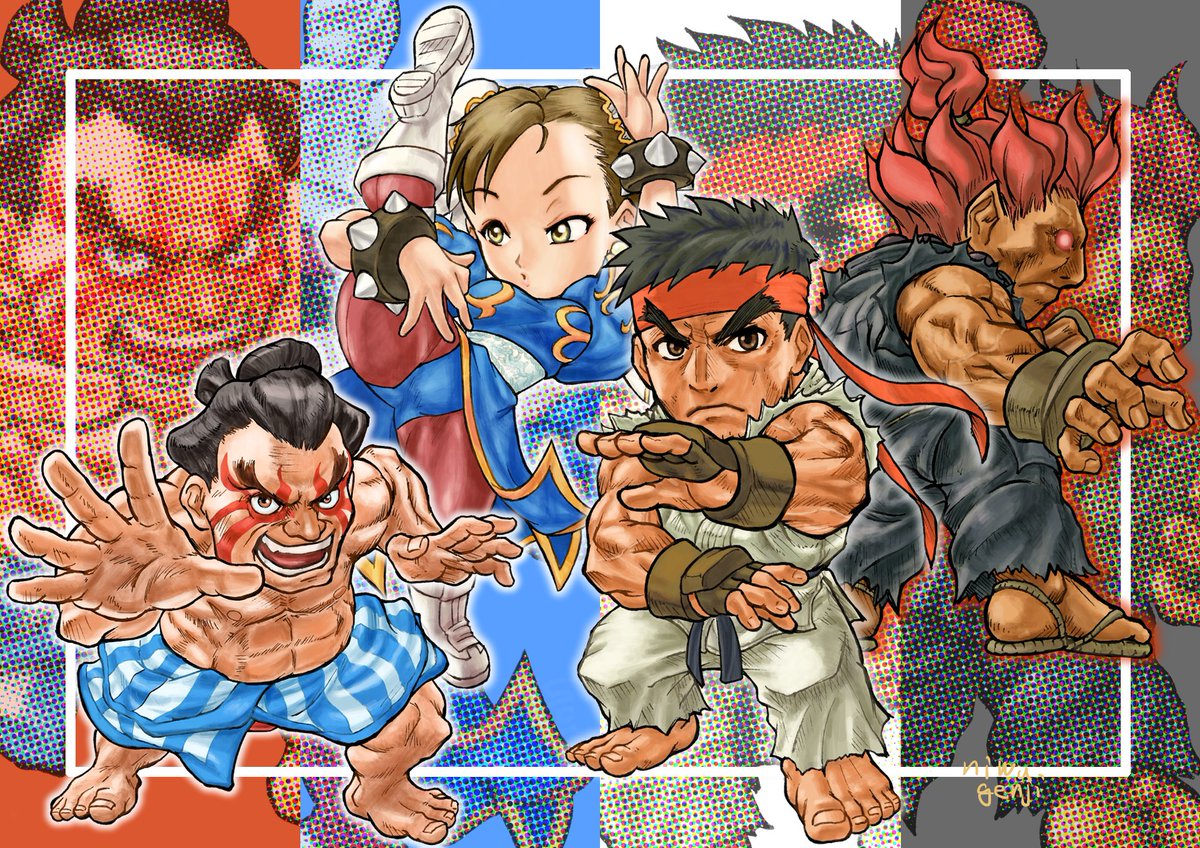 春麗(チュン・リー) ,リュウ(ストリートファイター) 「#毎日絵一枚上げる『CvsS2』のキャラアップ絵、めっちゃカッコいいよね 」|にわげんじのイラスト
