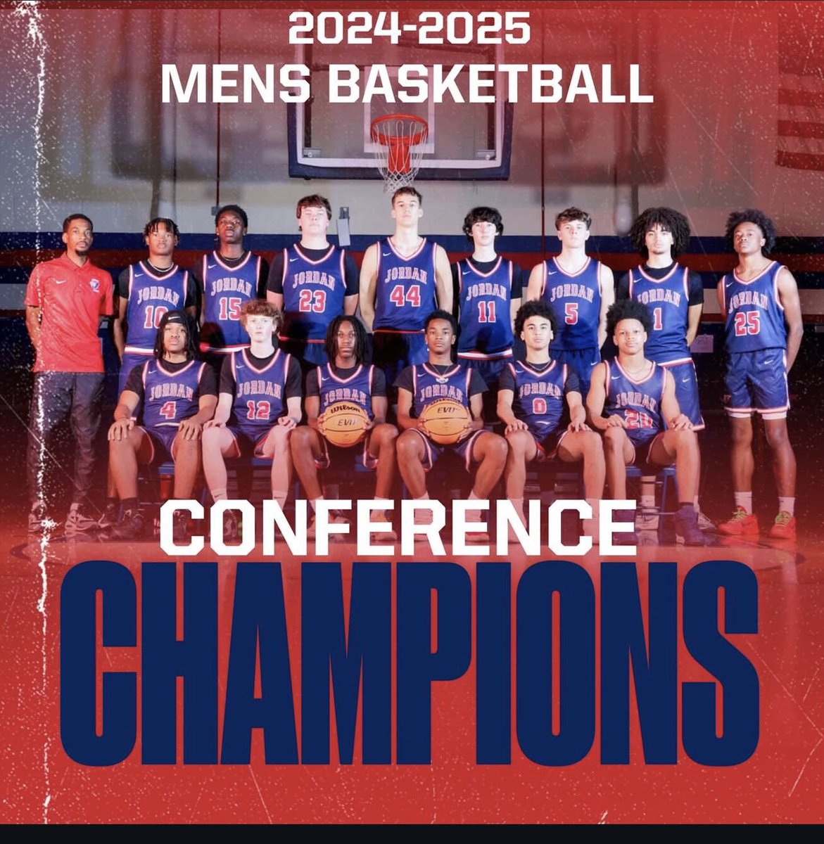 Super proud of my guys!! DAC Regular Season and Tournament Champs. 23-3 record heading into the state playoffs. We Are Jordan Basketball! 🔴🔵 More work to do….