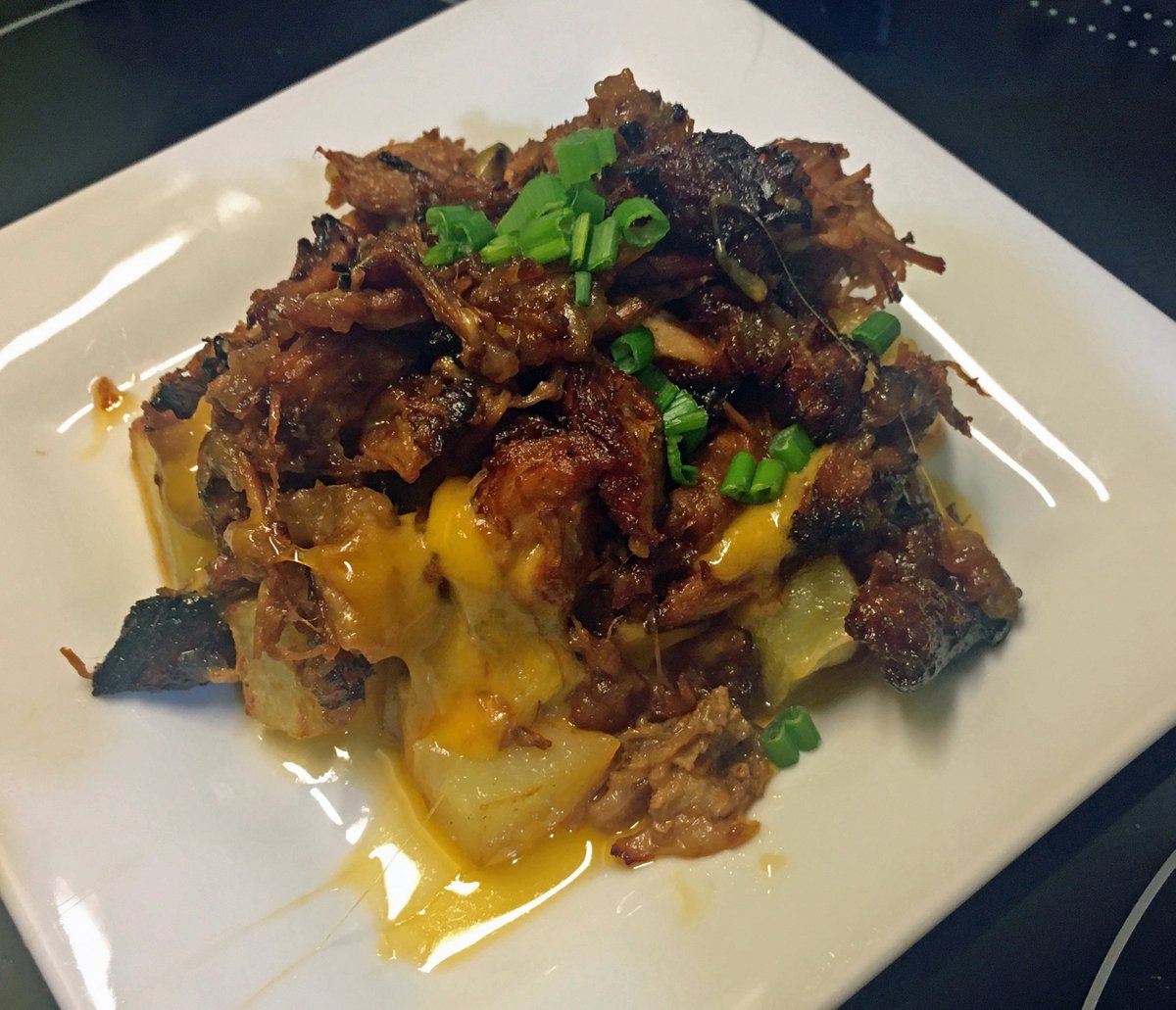 OMG, that’s tasty!

Another delish creation from the kitchen of Mrs. K: pulled pork left over from last week’s roast, oven roasted potatoes pan fried and a healthy handful of Balderson Old Cheddar.

Poutine doesn’t get better than this!