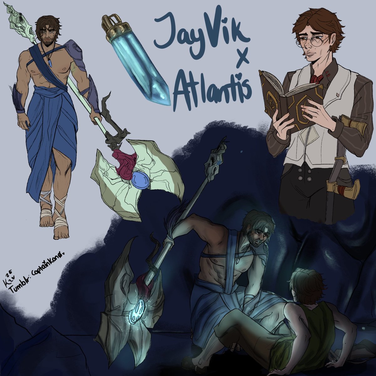 I really did it! My first attempt of #jayvikfanart with Atlantis! AU! 1 like and I'll draw more lol #arcane