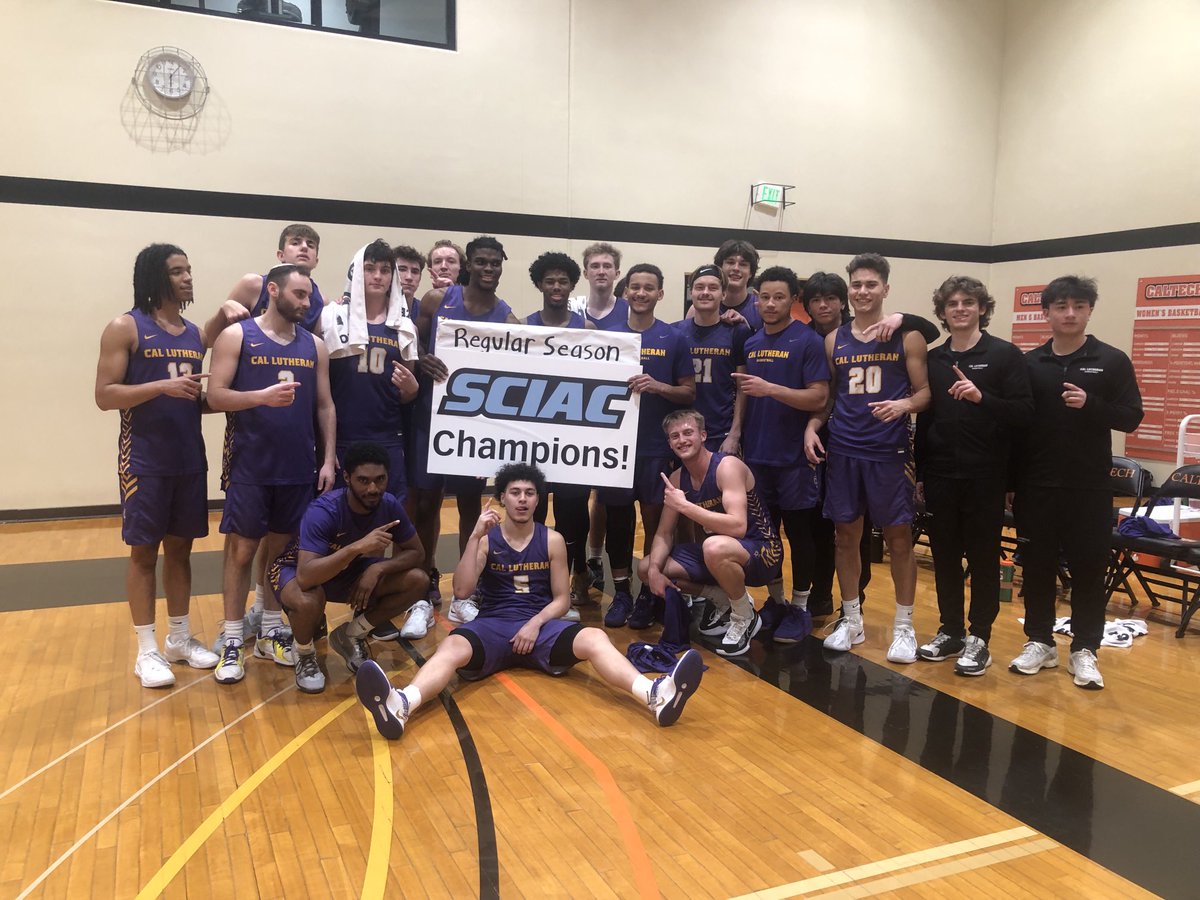 hdavis10's tweet photo. CLU clinches back-2-back SCIAC regular season championship! Whole team/seniors/coaching staff CONGRATS to Coach White and entire team #Fun2Watch #GoKINGSMEN @russellyt @CLUmBasketball
@clusports @CalLutheran https://t.co/rgscObrYFX