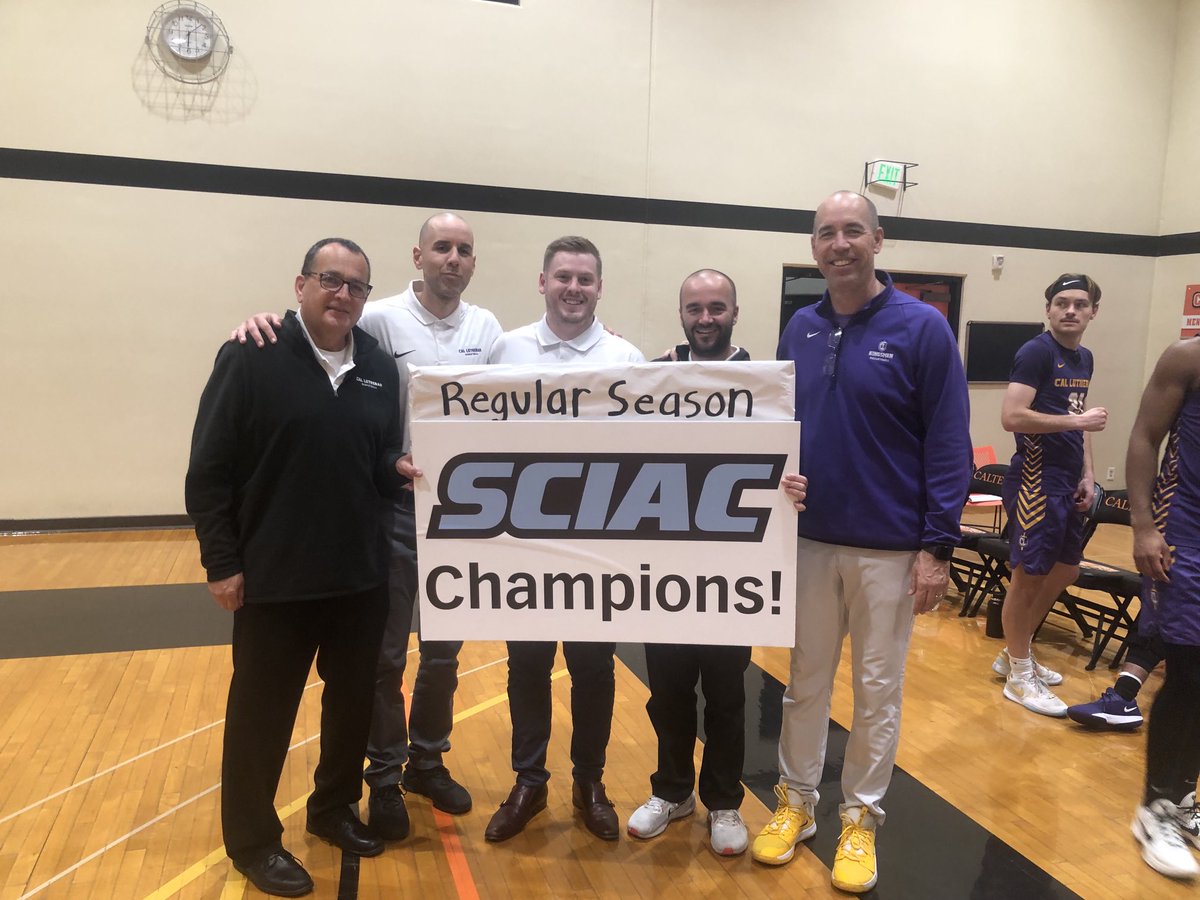 hdavis10's tweet photo. CLU clinches back-2-back SCIAC regular season championship! Whole team/seniors/coaching staff CONGRATS to Coach White and entire team #Fun2Watch #GoKINGSMEN @russellyt @CLUmBasketball
@clusports @CalLutheran https://t.co/rgscObrYFX