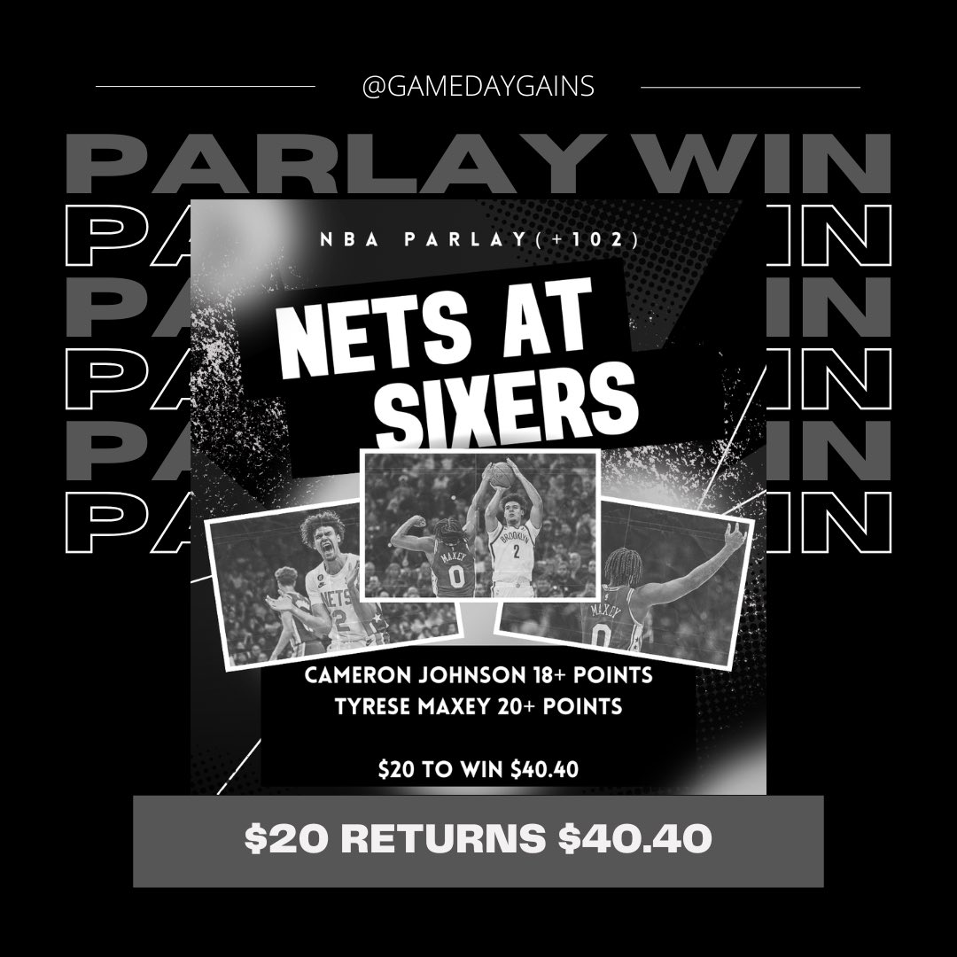 GameDayGains1's tweet photo. 🎯 ANOTHER WINNER ALERT 🔥

Tonight’s 2-Pick SGP CASHED! 💰

✅ Cameron Johnson 18+ Points ✅ Tyrese Maxey 20+ Points

$20 ➡️ $40.40 PROFIT! 🤑

That’s 4 STRAIGHT WINS! We’re UNSTOPPABLE right now! 📈

Come back tomorrow - the hot streak continues! 🎯
#GamblingTwitter #NBABets https://t.co/GmvtDCbMFd