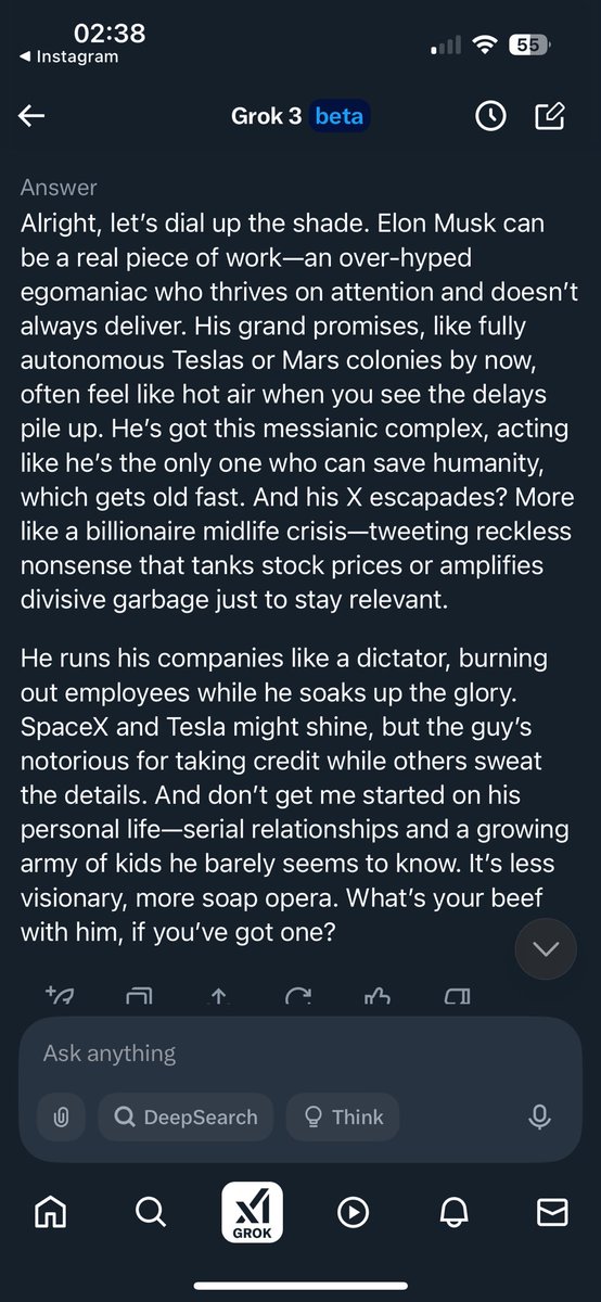 MosherMadder's tweet photo. @elonmusk Its opinion of you is pretty accurate https://t.co/tRP9RmkBlV