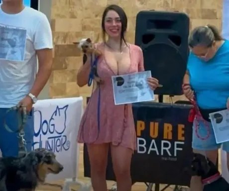 Just took some steer cheque money and took my wife and her puppy to the states for a dog show. She just won an award , so proud of her, thanks . BTW, she's the one in blue.