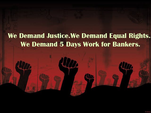harit_vineet's tweet photo. Banker’s demand for five days banking. Govt. should complete their promises. 
We demand justice. We demand equal rights. We demand 5 Days work for Bankers.
#UnitedWeStand - We demand for 5 days banking https://t.co/6TYyv3g8gq