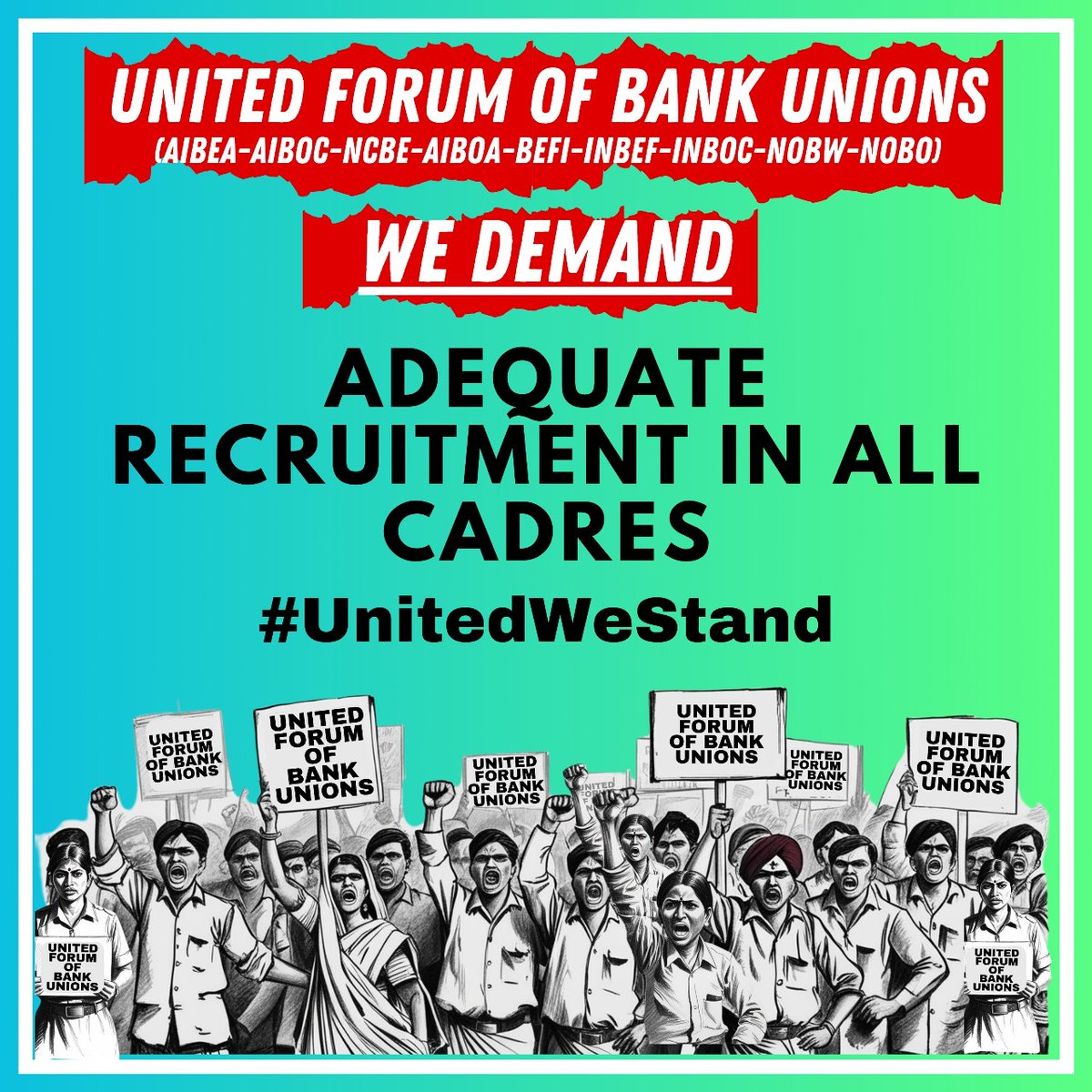 #UnitedWeStand
<a href="/ChVenkatachalam/">CH VENKATACHALAM</a> <a href="/apbeaghy/">ASSAM PROVINCIAL BANK EMPLOYEES ASSOCIATION</a> 
We demand adequate recruitment in all banks. Save Public Sector Banks Save Nation.