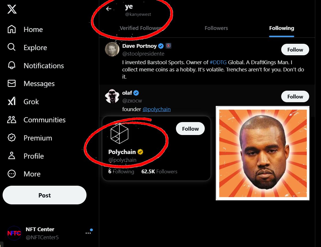NFTCenter5's tweet photo. What does this mean? @kanyewest 😕
Is #yecoin - or whatever its name will be - gonna be launched on Polychain? #kanywestcoin https://t.co/0u4fYadoDF