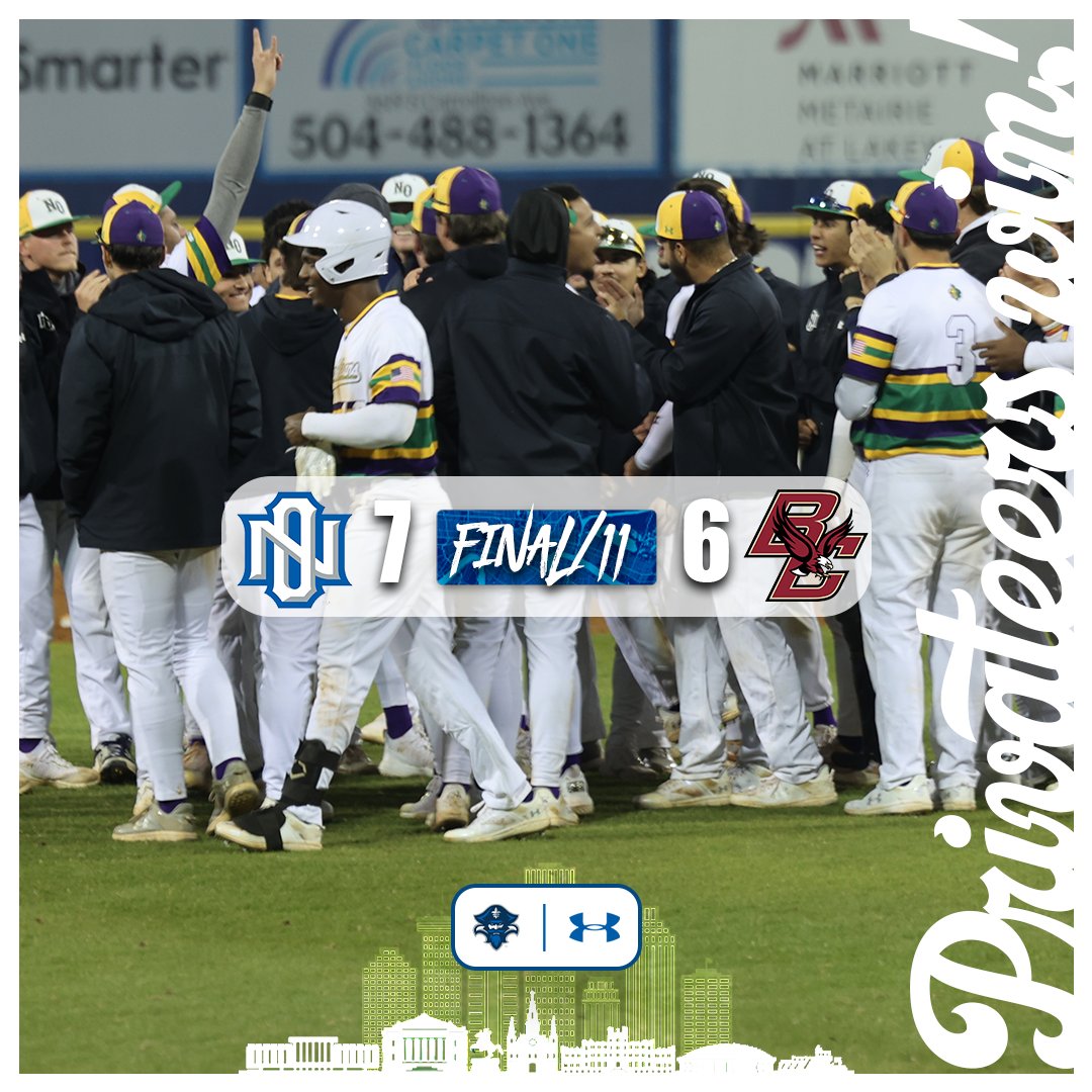 New Orleans Baseball (@privateersbsb) on Twitter photo That's a walk-off and a series WIN over Boston College!
Privateers wrap it up in 11 innings after <a href="/jahlani_rogers/">Jahlani Rogers</a> gets hit by a pitch with the bases loaded.
WP- <a href="/cole_syversen/">cole</a> 
#NOLAsTeam βοΈ #LockedIn π That's a walk-off and a series WIN over Boston College!
Privateers wrap it up in 11 innings after <a href="/jahlani_rogers/">Jahlani Rogers</a> gets hit by a pitch with the bases loaded.
WP- <a href="/cole_syversen/">cole</a> 
#NOLAsTeam βοΈ #LockedIn π