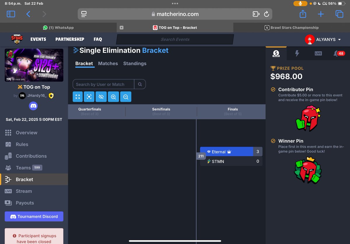 No MF but at least won matcherino 1k ggs everyone 🫡❤️
