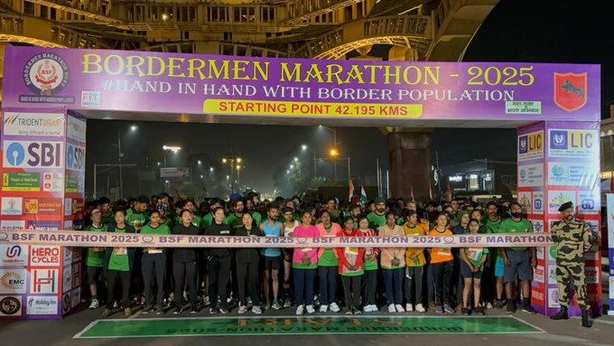 NamankumarNd's tweet photo. Fitness and national pride came together today as BSF successfully completed the Bordermen Marathon-2025. 
#BSFMarathon #FitIndia #AmritsarMarathon https://t.co/i3h5fmDNU8