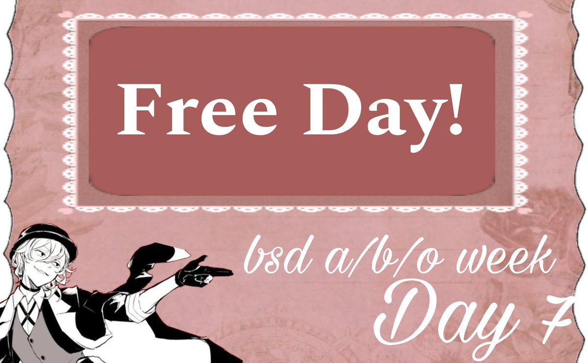 with that, bsd a/b/o week comes to an end!

I'll continue to retweet works after this for as long as they're made &amp; tagged, and hope to post an interest check for a next omegaverse themed event in the next month or two. thank you to everyone who participated!