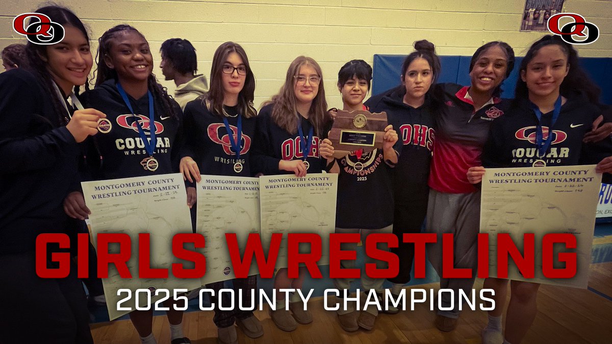 COUNTY CHAMPS!

The QO Girls Wrestling team wins the MCPS County Championship! Congrats to Coach Tyler, Coach Dimmick and the team. Regions up next. Lots of work still left to do!

<a href="/QOHSAP_EB/">Elicia Eberhart-Bliss, QOHS AP</a> <a href="/QOSportsNet/">QO Sports Network</a> <a href="/QOBoosters/">Quince Orchard Boosters</a> @QOWrestling <a href="/MCPSAthletics/">MCPS Athletics</a>