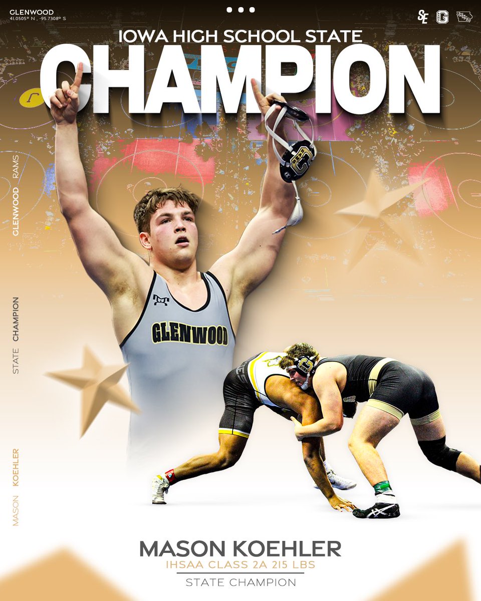 Mason Koehler is your 215lb 2A STATE CHAMPION! Congrats Mason!