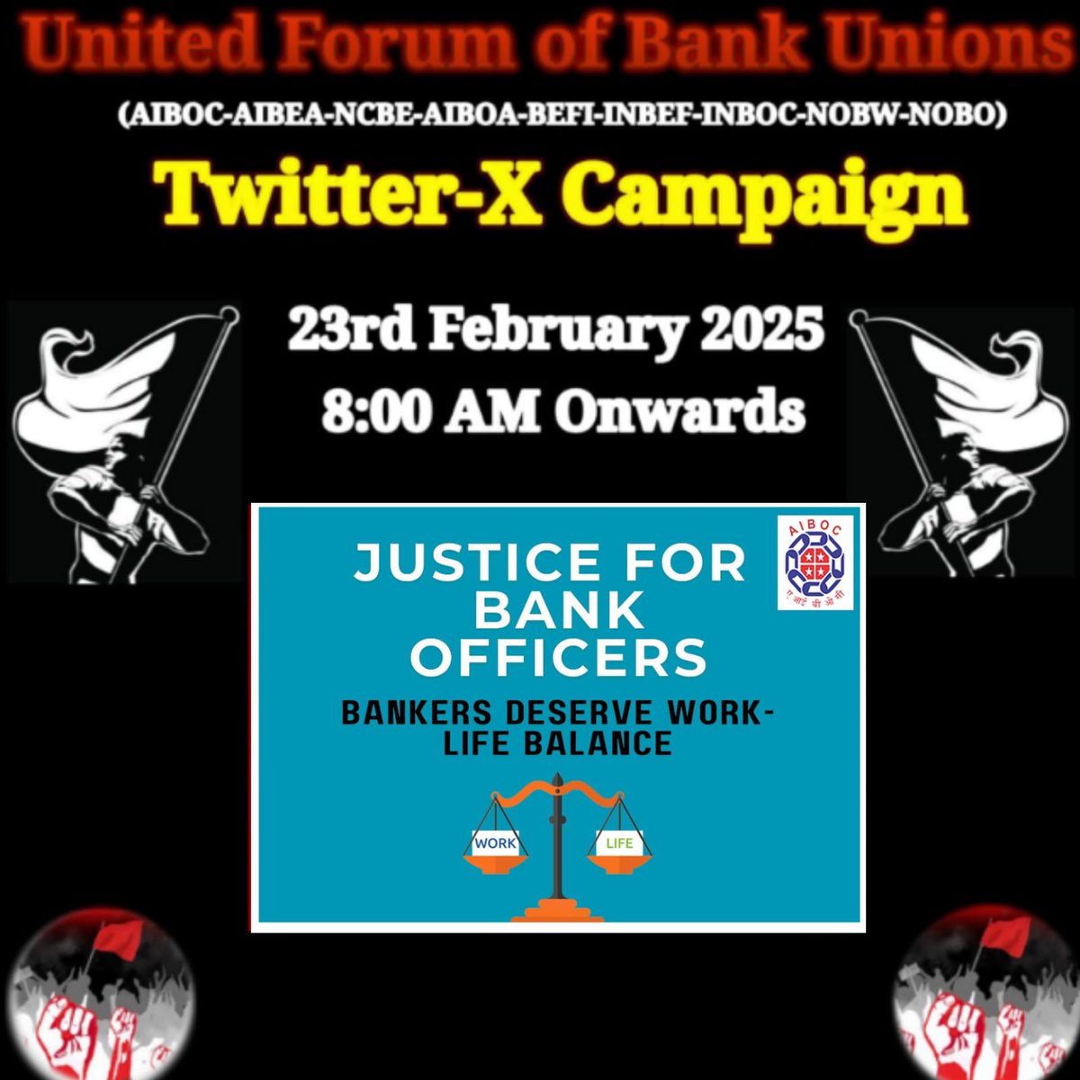 The demand is simple: Fair policies, dignified working conditions &amp; security from Assaults, arbitrary performance pressures. A system that thrives on the dedication of its officers must protect their well-being.

⚖️ Justice for bankers is justice for economic integrity. The voice