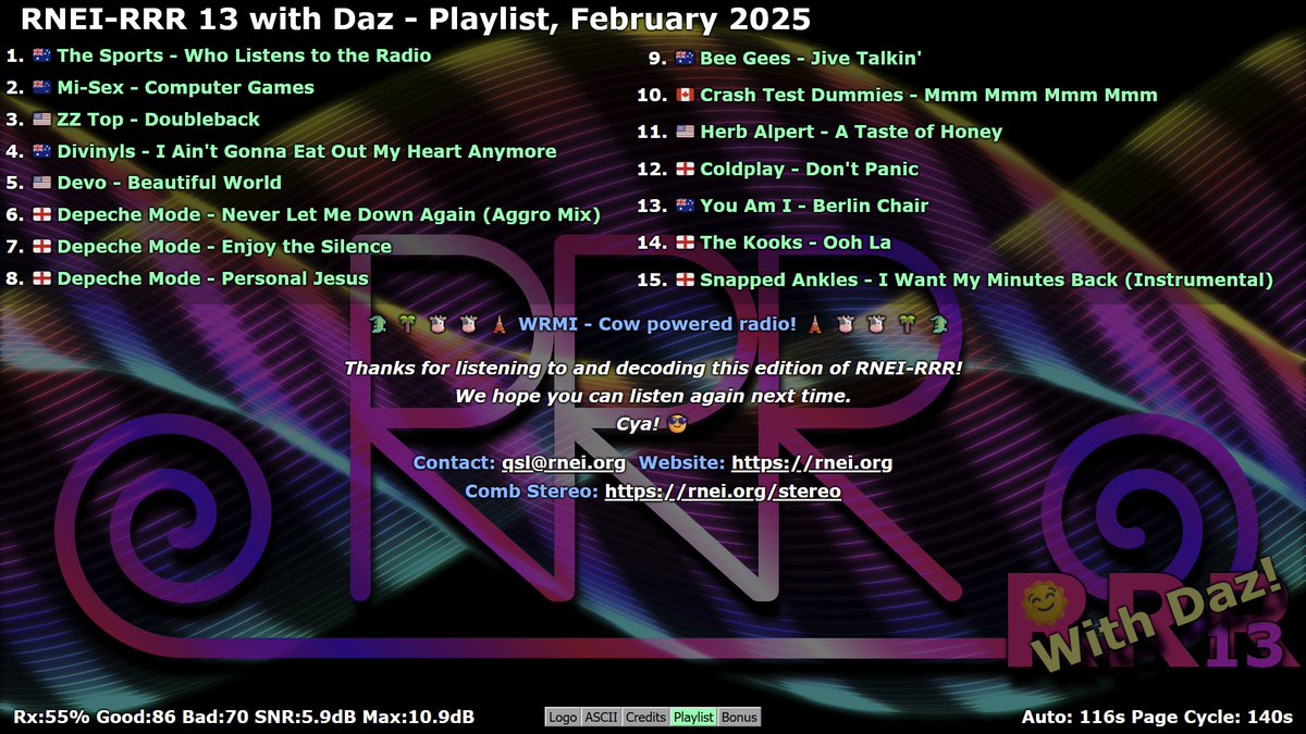 Daz Dude (@dazdude4000) on Twitter photo A good decode of the RRR13 EasyDRF HTML playlist, via the Haida Gwaii B.C. Canada KiwiSDR using AM-Sync DSB (55% RS4), from WRMI 5850kHz at ~0256UTC.
<a href="/SWRadiogram/">Shortwave Radiogram</a> <a href="/RNEI_Official/">Radio Northern Europe International</a> A good decode of the RRR13 EasyDRF HTML playlist, via the Haida Gwaii B.C. Canada KiwiSDR using AM-Sync DSB (55% RS4), from WRMI 5850kHz at ~0256UTC.
<a href="/SWRadiogram/">Shortwave Radiogram</a> <a href="/RNEI_Official/">Radio Northern Europe International</a>