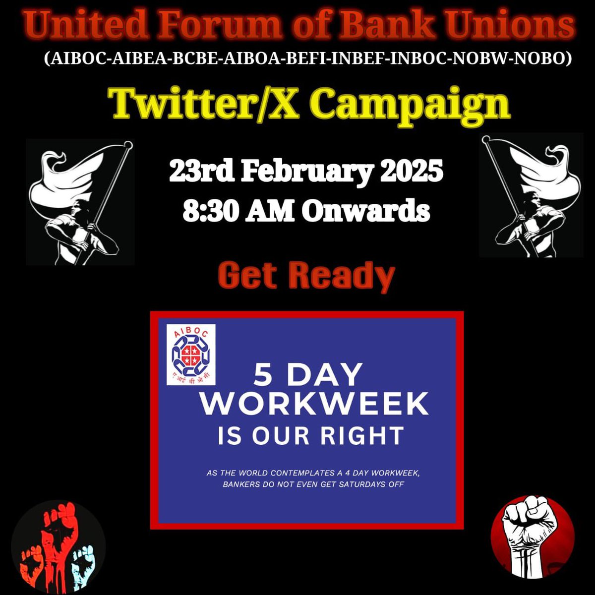 United Forum Of Bank Unions (@ufbupune) on Twitter photo Bankers play a crucial role in the economy, yet long work hours take a toll on their well-being. A 5-day workweek will boost productivity, improve service quality, and ensure better work-life balance. It’s time for a change!
#5DaysBanking #BankersNeedRest #WorkLifeBalance Bankers play a crucial role in the economy, yet long work hours take a toll on their well-being. A 5-day workweek will boost productivity, improve service quality, and ensure better work-life balance. It’s time for a change!
#5DaysBanking #BankersNeedRest #WorkLifeBalance