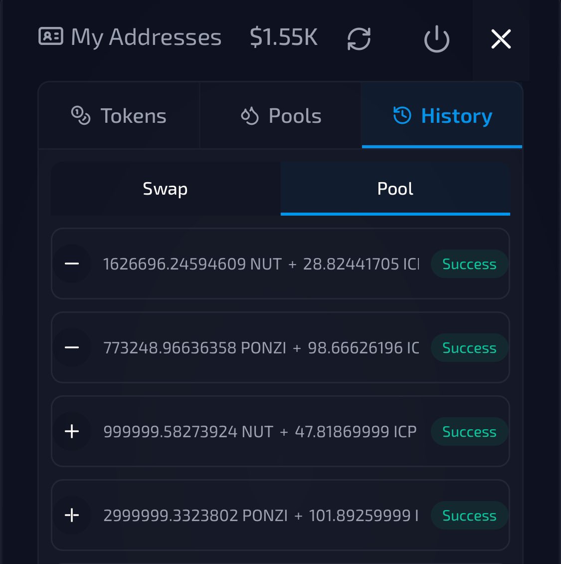 Portia Beaufait (@web3portia) on Twitter photo 1) Shout out to <a href="/kongswap/">KongSwap ๐ฆ</a> for maxing taxes on ICP a Breeze!
They give you a full history for all your trades and liquidity pool activities.
Unfortunately other dexes on icp do not offer these basic servicesโฆ 1) Shout out to <a href="/kongswap/">KongSwap ๐ฆ</a> for maxing taxes on ICP a Breeze!
They give you a full history for all your trades and liquidity pool activities.
Unfortunately other dexes on icp do not offer these basic servicesโฆ