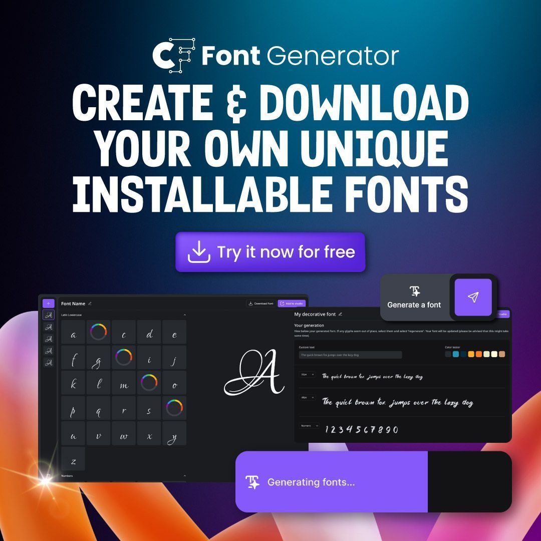 TheReviewWire's tweet image. 🤩 ✨ Font Generator, the groundbreaking AI tool, empowers you to design unique, high-quality fonts in seconds. #AD
Create one for #free >> creativefabrica.com/tools/font-gen…
.
#FontGenerator #Crafters #AIPoweredFontGenerator #fonts