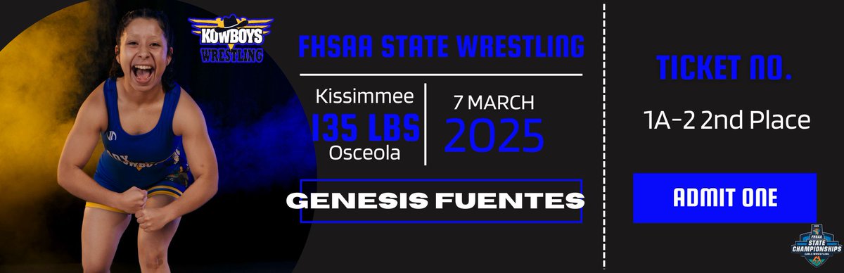 Kowboys Athletics (@kowboyathletics) on Twitter photo Genesis Fuentes - Lady Kowboys Wrestling State Qualiier - 135 lbs. #KowboyUp! <a href="/osvarsity/">Sentinel Varsity</a> <a href="/osceolasports/">News-Gazette Sports</a> <a href="/sdocathletics/">SDOC ATHLETICS</a> <a href="/AdventHealth/">AdventHealth</a> <a href="/positiveosceola/">Positively Osceola</a> Genesis Fuentes - Lady Kowboys Wrestling State Qualiier - 135 lbs. #KowboyUp! <a href="/osvarsity/">Sentinel Varsity</a> <a href="/osceolasports/">News-Gazette Sports</a> <a href="/sdocathletics/">SDOC ATHLETICS</a> <a href="/AdventHealth/">AdventHealth</a> <a href="/positiveosceola/">Positively Osceola</a>
