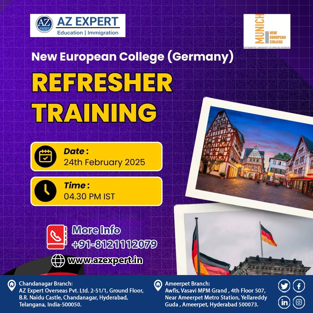 azexpertglobal's tweet photo. 📢 Calling all students & professionals! It’s time to refresh your skills with New European College (Germany)! 💡🎓
📞 +91-8121112079
🌐 https://t.co/VPH0lhRIFp
#StudyAbroad #HigherEducation #GermanyEducation #Training #CareerGrowth #RefresherTraining #EducationMatters #AZExpert https://t.co/mDDrETi0YH