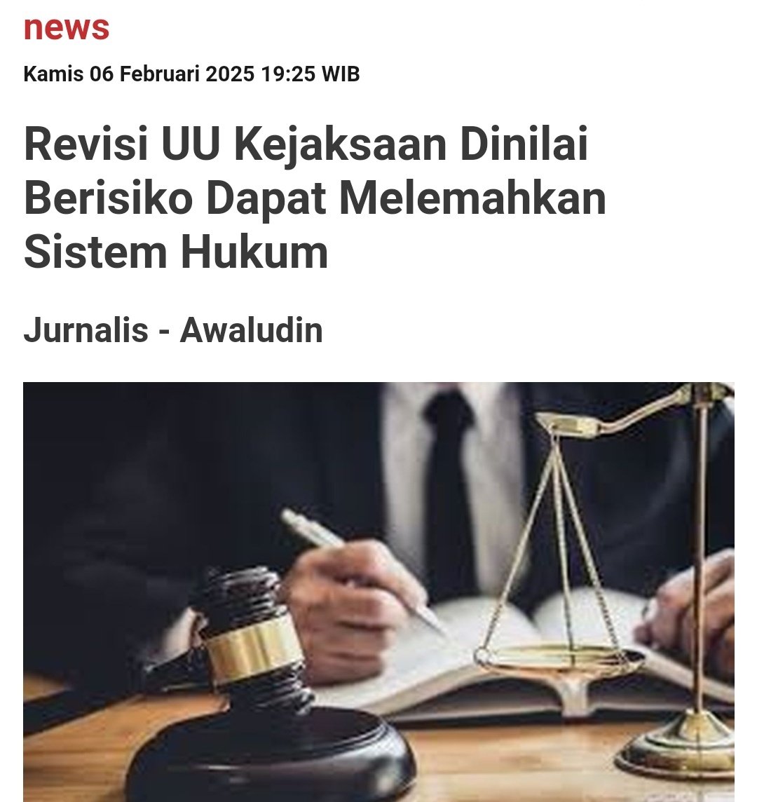 pemberian kewenangan yg terlalu besar kepada kejaksaan dapat mengurangi prinsip checks and balances dalam sistem peradilan pidana. 
Jika tidak ada mekanisme kontrol yg ketat, jaksa berpotensi menyalahgunakan kewenangannya dalam menetapkan suatu perkara

nasional.okezone.com/read/2025/02/0…