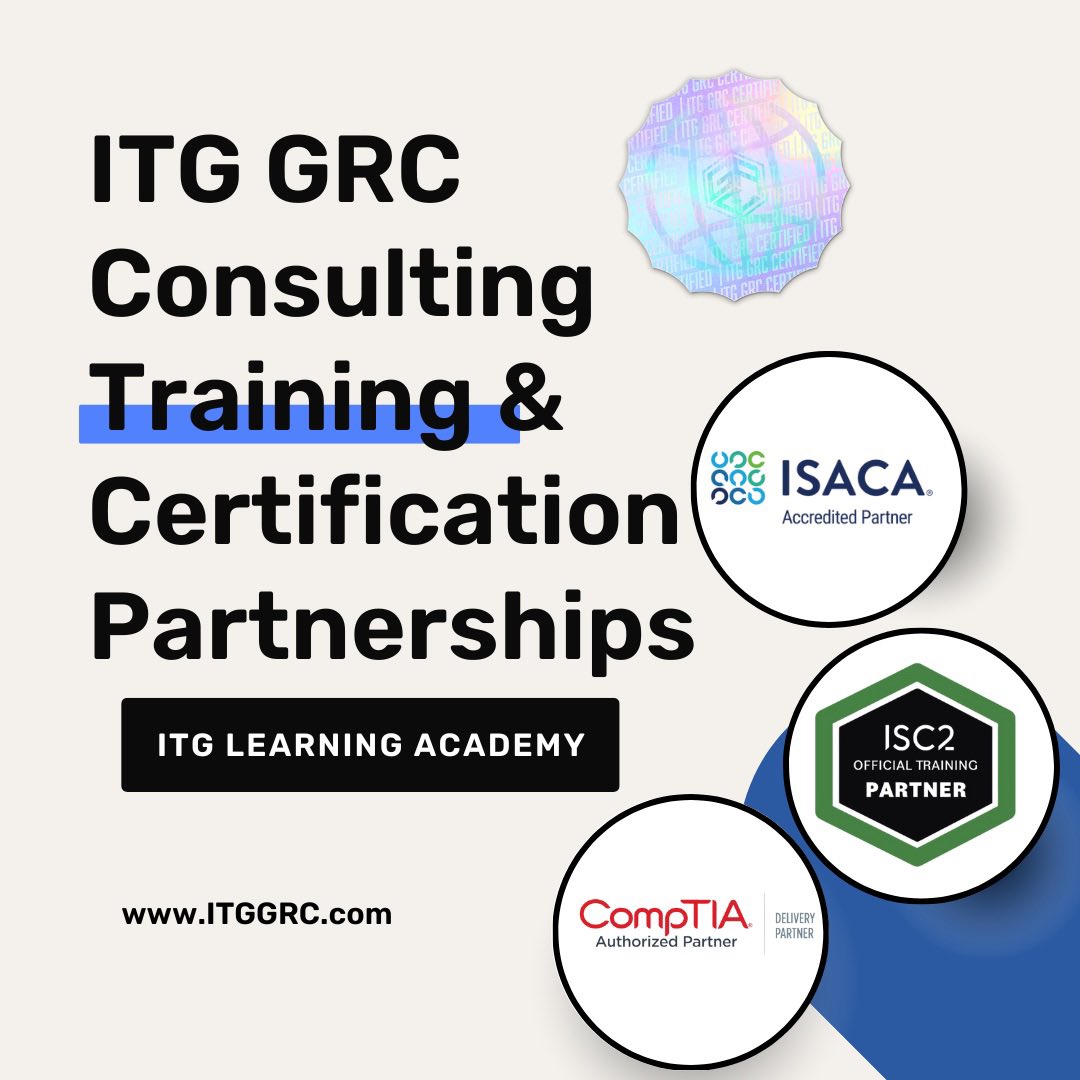 ITG GRC Consulting is officially in training partnerships with ISACA, ISC2, and CompTIA to bring you elite GRC role-based training &amp; certification programs! 
🔥 Launching Spring 2025 – Get ready to level up your career with industry-recognized credentials in GRC!