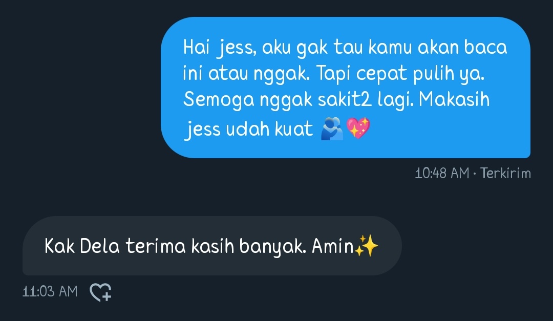 delasyahmareads's tweet image. Turut berduka atas meninggalnya salah satu teman pembaca @bookwormdaily. Jess, semoga tenang di sisi Tuhan, Jess udah gak sakit lagi sekarang.

Waktu aku ke Manado kita ketemu, setelah itu kita pernah janji untuk ketemu lagi dan ngobrol lebih banyak.

Aku senang bisa kenal Jess.