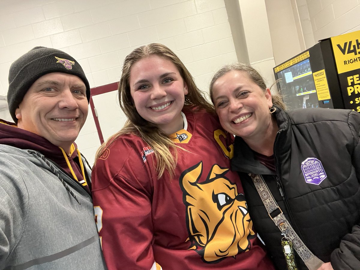 TJradio's tweet photo. It was a banner #miracleday. Watched the Mavs win another MacNaughton Cup on the small screen in Ames, IA. Then watched our favorite hockey player score twice in a 2-1 win for @umdwclubhockey against Iowa State! https://t.co/DhRuil0DXO