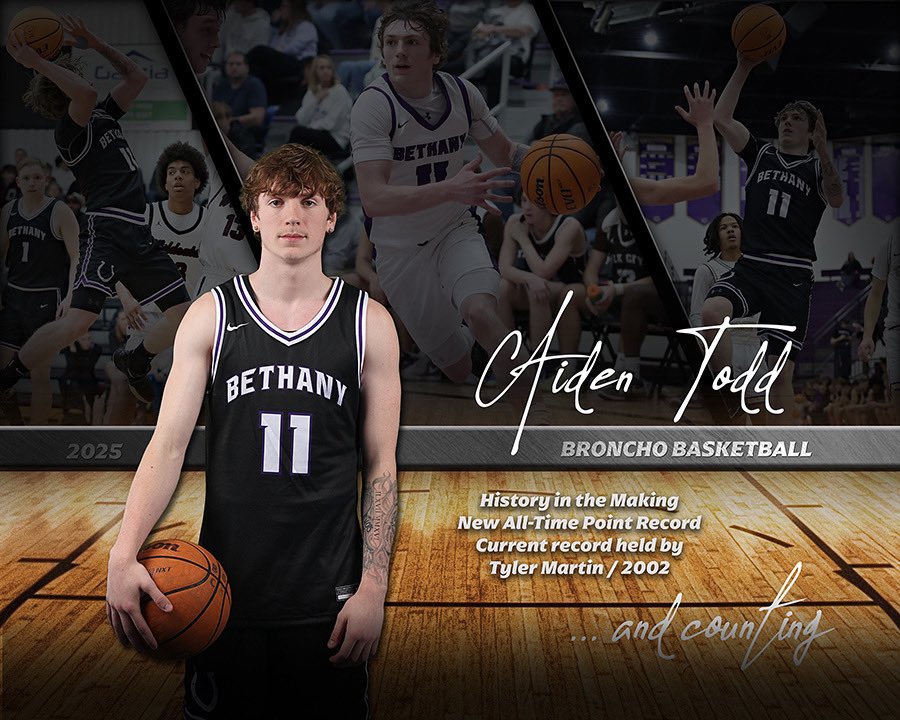 Congrats to Aiden Todd on becoming Bethany’s All-Time leader in career points! The record has been held for 23 years! 

#BestIsTheStandard <a href="/AidenTodd_/">Aiden Todd</a>