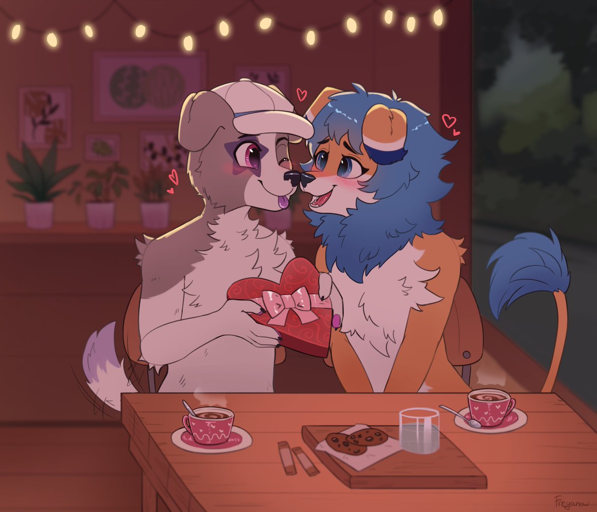 Happy (belated) Valentine’s Day to my incredible girlfriend <a href="/JustA_Kat/">Justakat</a>! ❤️ I love you so much, my squishy! 🥰

Huge shoutout to the insanely talented <a href="/Freyana_Art/">Freyana 🐾 Comms open!</a> for the beautiful art—seriously, you crushed it! 🎨✨

#ValentinesDay #Love #FurryFandom #FurryArt