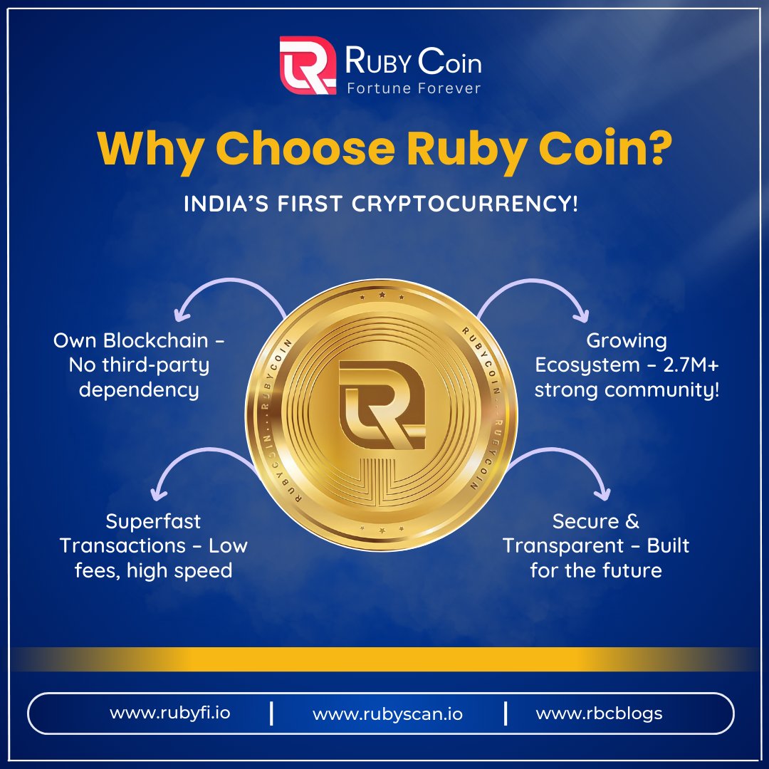 rubywebcast's tweet image. Why Choose Ruby Coin? 💡
💎 Own Blockchain – No third-party dependency
⚡ Superfast Transactions – Low fees, high speed
🔐 Secure & Transparent – Built for the future
📈 Growing Ecosystem – 2.7M+ strong community!
#FutureOfFinance #CryptoAdoption #RubyBlockchain