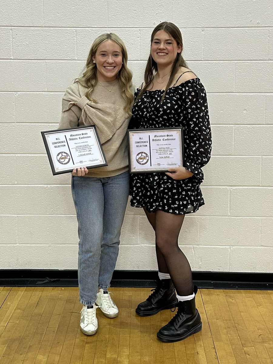 Congratulations to Sydney Turner (Spring Valley) &amp; Sophia Frye (South Charleston) for earning the Mountain State Athletic Conference Scholar Athlete of the Year from their respective high school.  Great job students who have set the standard on playing field &amp; off the  field.