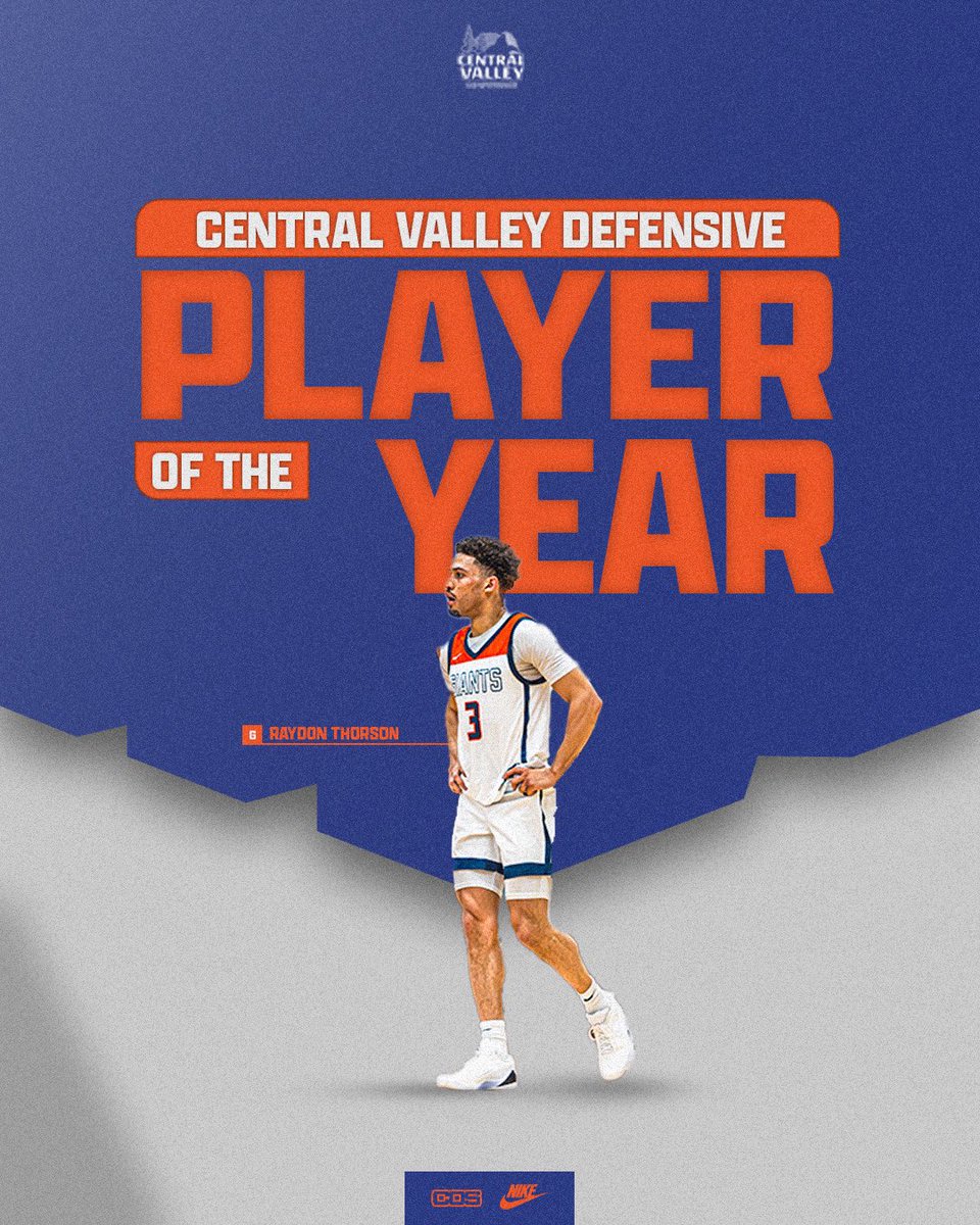 Congrats to 6’0” G Raydon Thorson for being named Defensive Player of the Year in the Central Valley Conference.

#beGIANT 🍊