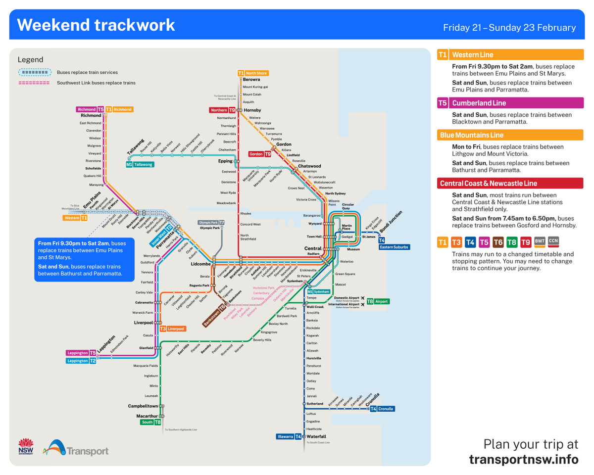TrainLinkWest's tweet image. Are you travelling on the #BlueMountainsLine today?

🛠️ #Trackwork may affect how you travel.
🚍 Buses replace trains between Bathurst and Parramatta.

#WesternLine trains run between Parramatta &amp;amp; the City, to a changed timetable

More info transportnsw.info/alerts/details…