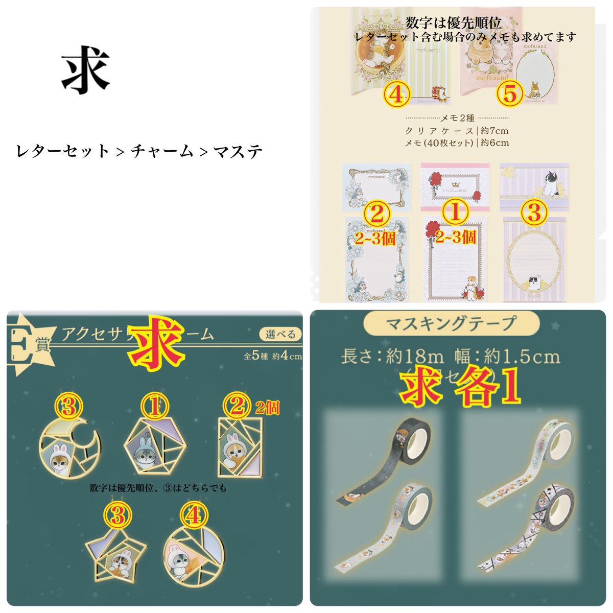 meme_7747's tweet photo. mofusand 一番くじ 交換 譲渡

求
今弾▶︎C 鍋つかみ、G 窓つきメモ たぬき(青)
過去弾▶︎レターセット、メモ、チャーム、マスキングテープ

(数字があるものは優先順位となります)

→ https://t.co/0VxoN2n6HZ